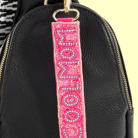 COOL MOM Seed Beaded Keychain Lanyard Bag Charm NEW - Picture 2 of 5
